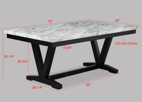 Tanner White/Black Faux Marble Modern Wood And Veneers Dining Room Set - Ella Furniture