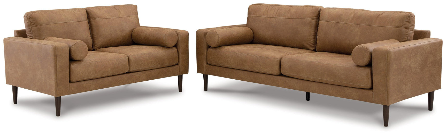 Telora Caramel Sofa And Loveseat - Ella Furniture
