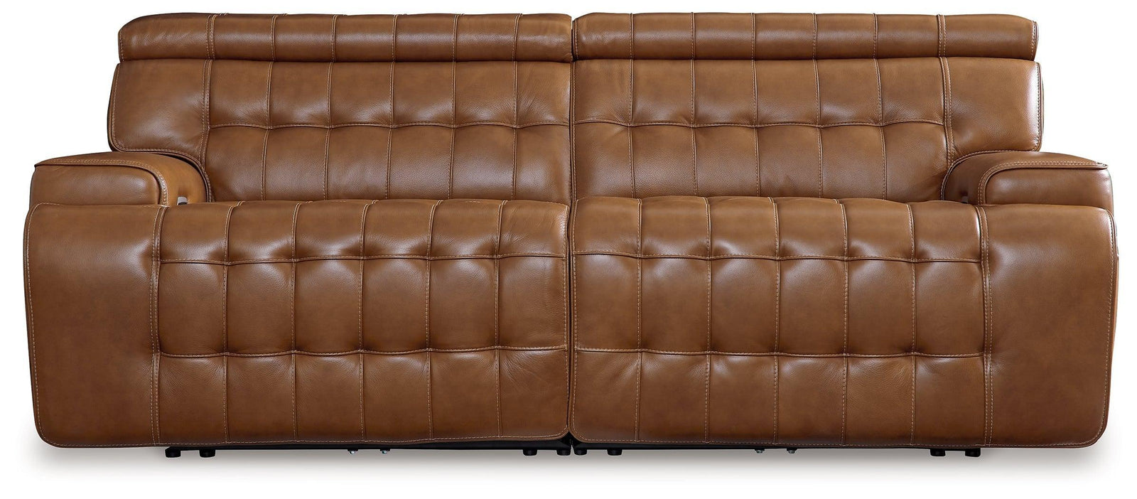 Temmpton Chocolate Leather 2-Piece Power Reclining Sectional Loveseat - Ella Furniture