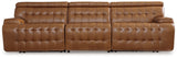 Temmpton Chocolate Leather 3-Piece Power Reclining Sectional Sofa - Ella Furniture
