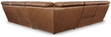 Temmpton Chocolate Leather 5-Piece Power Reclining Sectional - Ella Furniture
