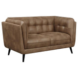Thatcher Thatcher 3-piece Upholstered Tuxedo Arm Sofa Set Brown 509421-S3 - Ella Furniture