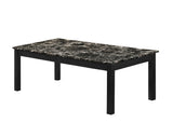 Thurner Black Modern Contemporary Solid Wood Faux Marble Top Cocktail Coffee Table - Ella Furniture