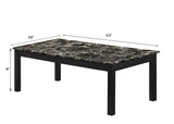 Thurner Black Modern Contemporary Solid Wood Faux Marble Top Cocktail Coffee Table - Ella Furniture
