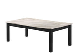 Thurner Black/White Modern Contemporary Solid Wood Marble Top Cocktail Coffee Table - Ella Furniture