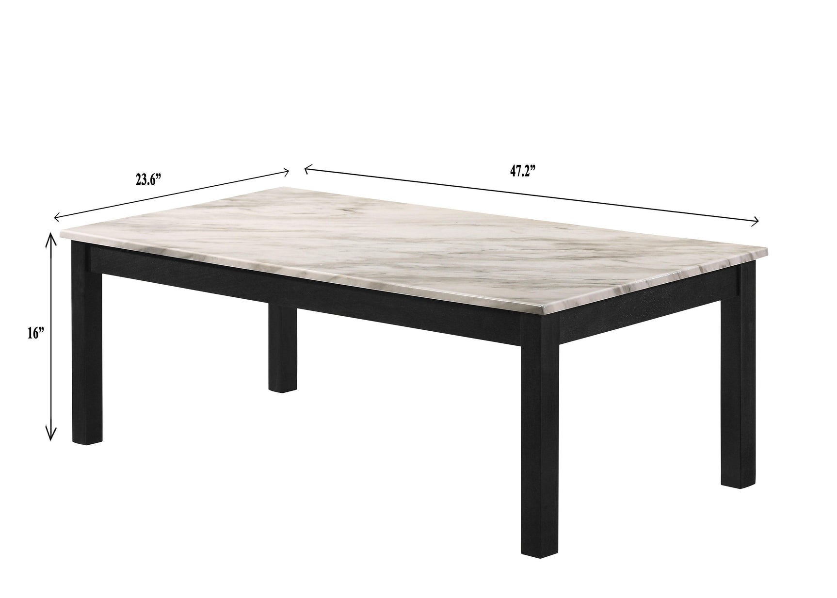 Thurner Black/White Modern Contemporary Solid Wood Marble Top Cocktail Coffee Table - Ella Furniture