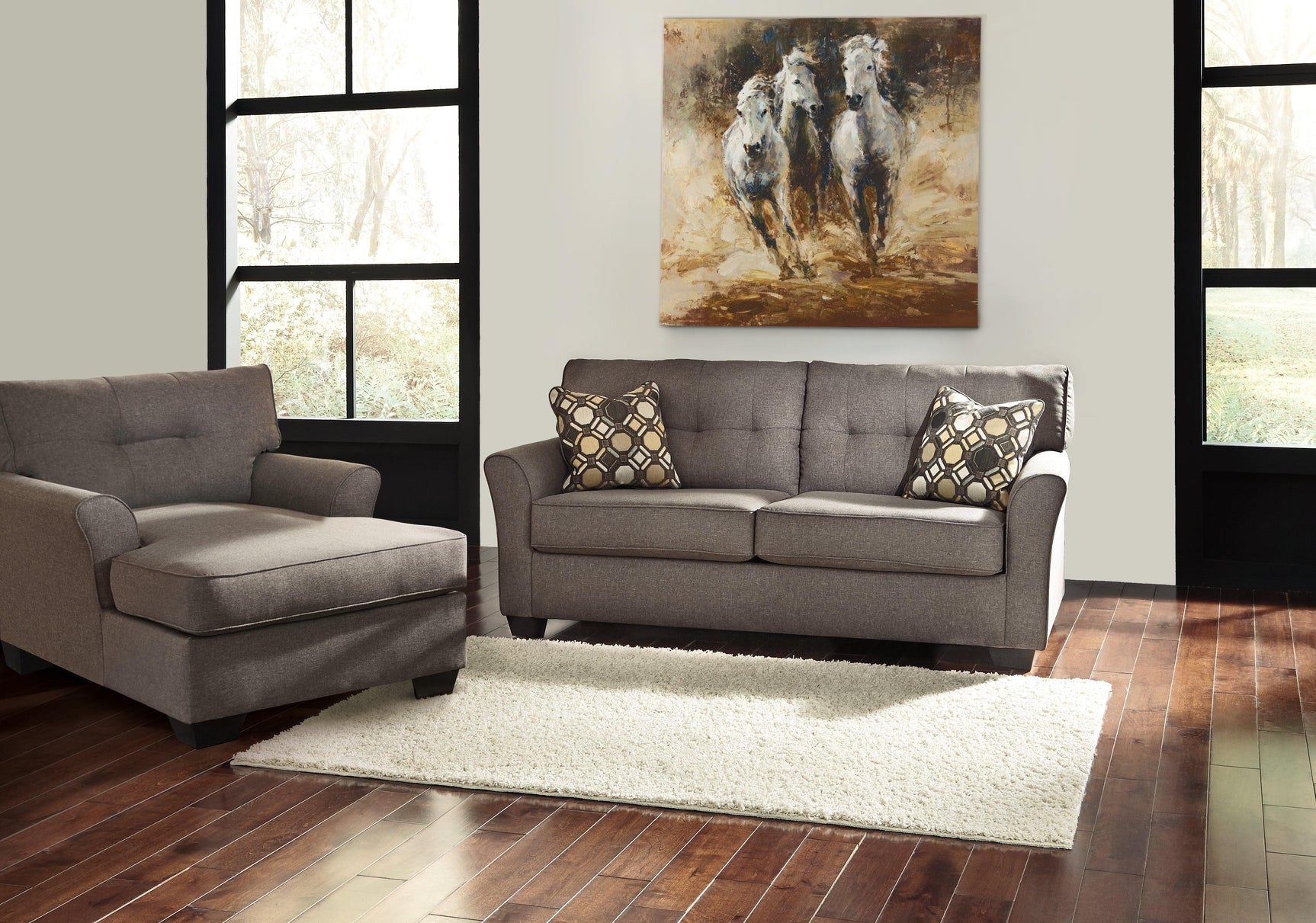 Tibbee Slate Sofa And Chaise - Ella Furniture