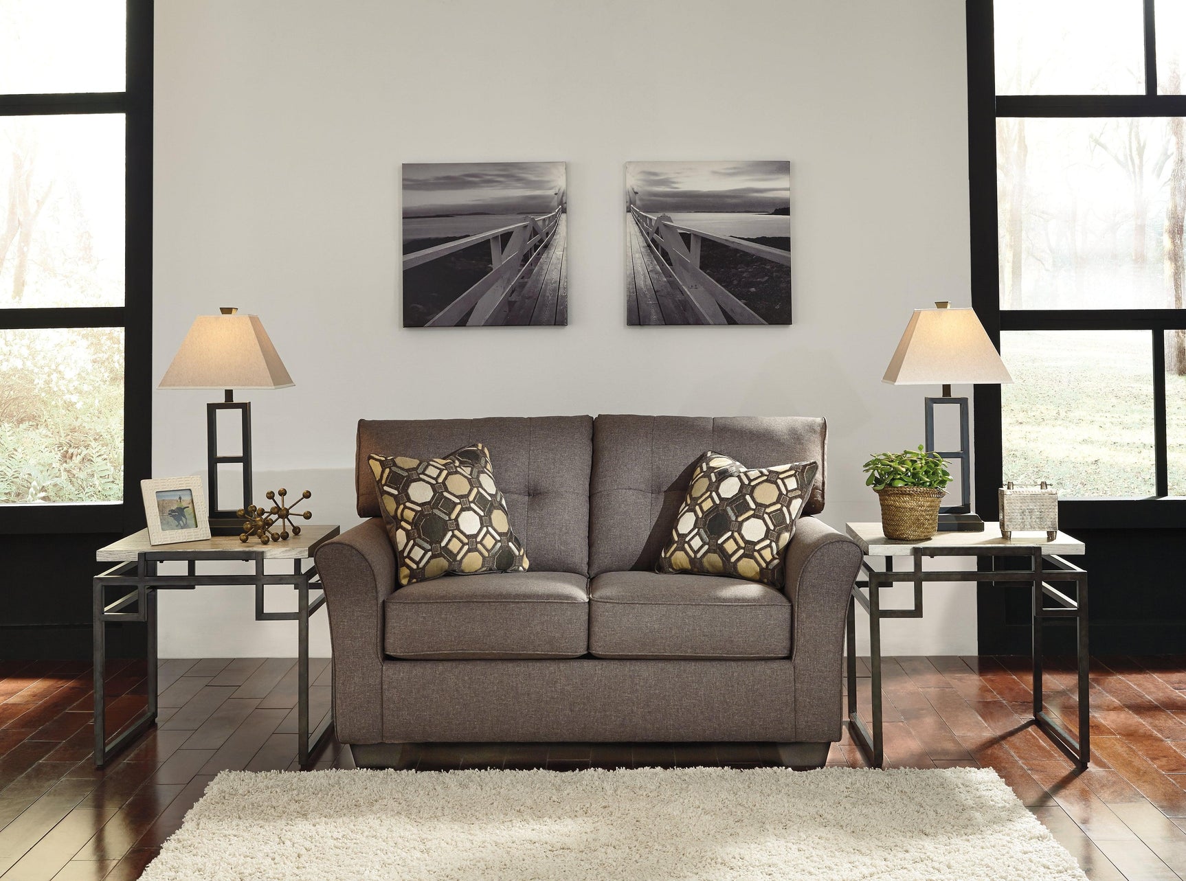 Tibbee Slate Sofa, Loveseat And Chaise - Ella Furniture