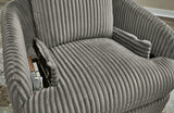 Tie-breaker Fog Velvet Swivel Glider Recliner - Ella Furniture