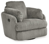 Tie-breaker Fog Velvet Swivel Glider Recliner - Ella Furniture