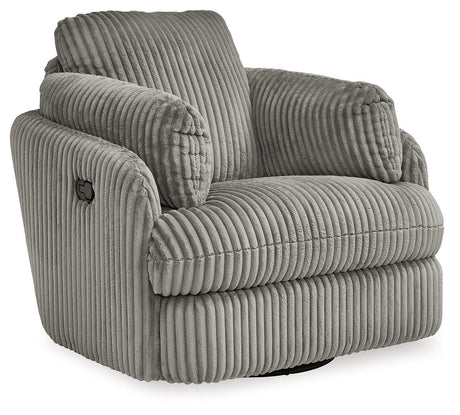Tie-breaker Fog Velvet Swivel Glider Recliner - Ella Furniture