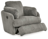 Tie-breaker Fog Velvet Swivel Glider Recliner - Ella Furniture