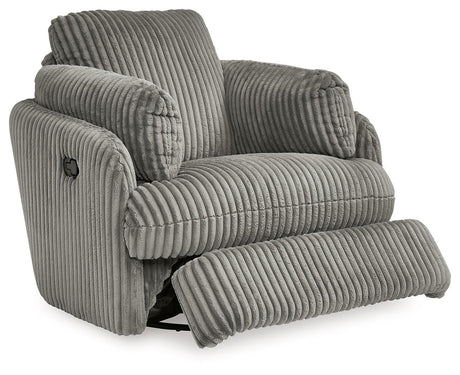 Tie-breaker Fog Velvet Swivel Glider Recliner - Ella Furniture