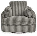 Tie-breaker Fog Velvet Swivel Glider Recliner - Ella Furniture