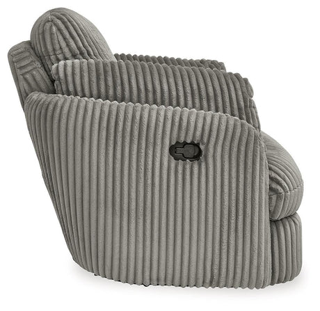 Tie-breaker Fog Velvet Swivel Glider Recliner - Ella Furniture
