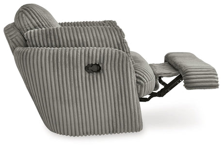 Tie-breaker Fog Velvet Swivel Glider Recliner - Ella Furniture