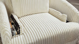 Tie-breaker Ivory Velvet Swivel Glider Recliner - Ella Furniture