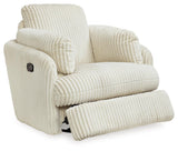 Tie-breaker Ivory Velvet Swivel Glider Recliner - Ella Furniture