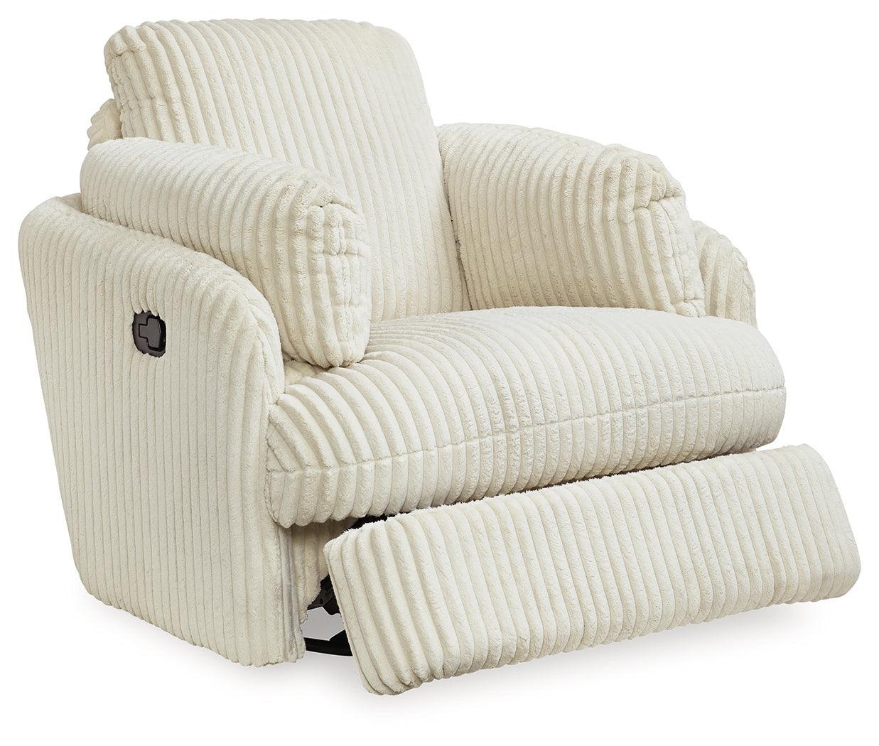 Tie-breaker Ivory Velvet Swivel Glider Recliner - Ella Furniture