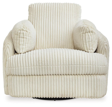 Tie-breaker Ivory Velvet Swivel Glider Recliner - Ella Furniture
