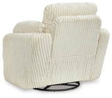 Tie-breaker Ivory Velvet Swivel Glider Recliner - Ella Furniture