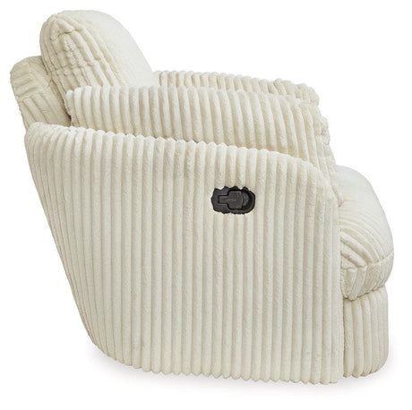 Tie-breaker Ivory Velvet Swivel Glider Recliner - Ella Furniture