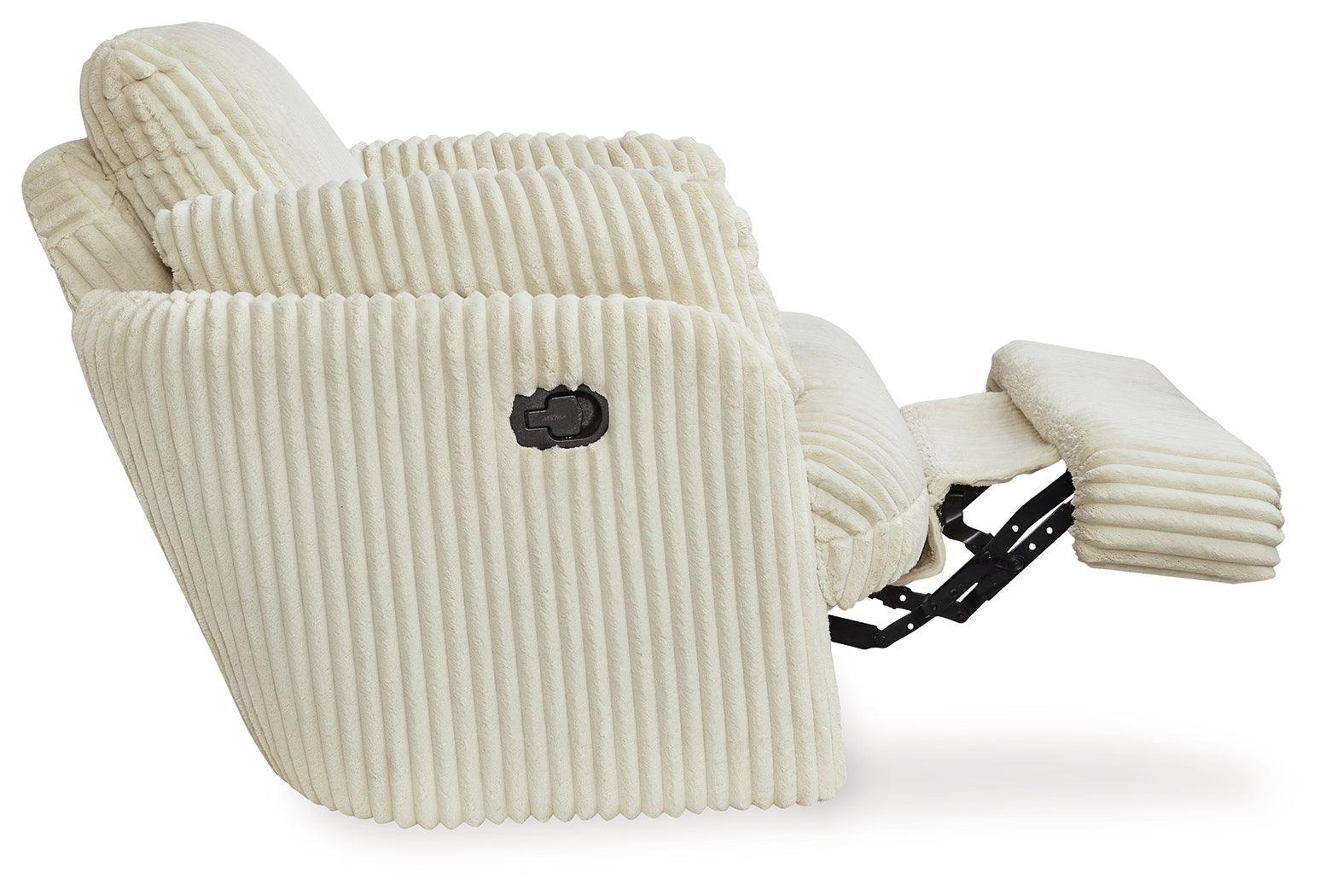 Tie-breaker Ivory Velvet Swivel Glider Recliner - Ella Furniture