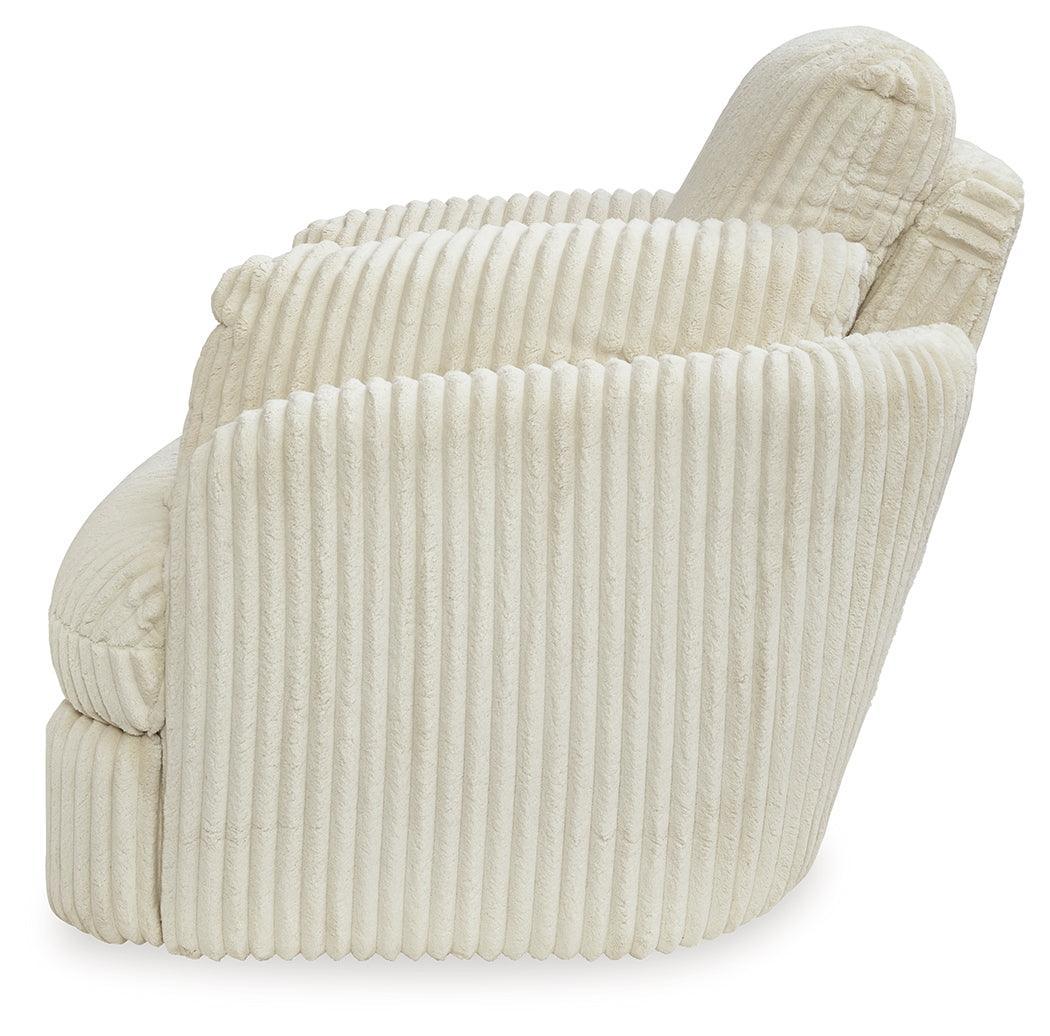 Tie-breaker Ivory Velvet Swivel Glider Recliner - Ella Furniture
