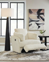 Tie-breaker Ivory Velvet Swivel Glider Recliner - Ella Furniture