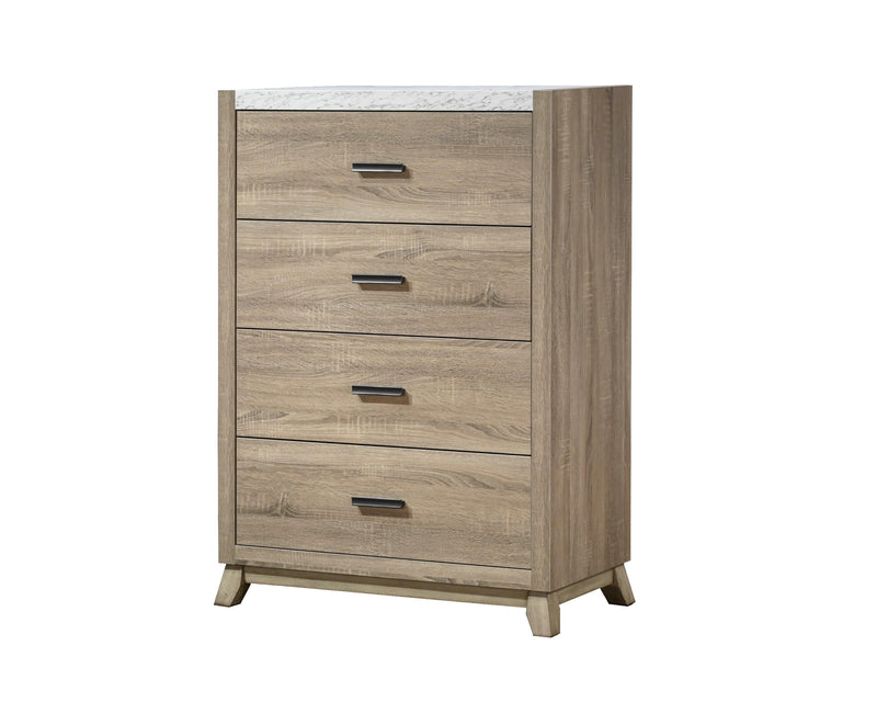Tilston Brown Modern Contemporary Solid Wood And Veneers 2-Drawers Nightstand - Ella Furniture