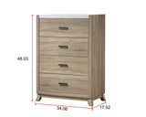 Tilston Brown Modern Contemporary Solid Wood And Veneers 5-Drawers Chest - Ella Furniture