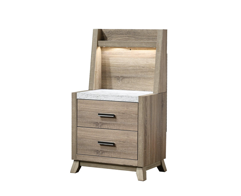 Tilston Brown Modern Contemporary Solid Wood And Veneers 5-Drawers Chest - Ella Furniture