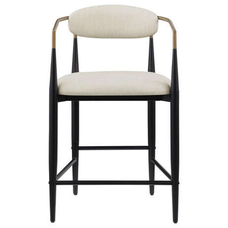 Tina Metal Counter Height Bar Stool With Upholstered Back And Seat Beige (Set Of 2) 121184 - Ella Furniture