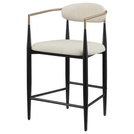 Tina Metal Counter Height Bar Stool With Upholstered Back And Seat Beige (Set Of 2) 121184 - Ella Furniture