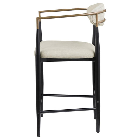 Tina Metal Counter Height Bar Stool With Upholstered Back And Seat Beige (Set Of 2) 121184 - Ella Furniture