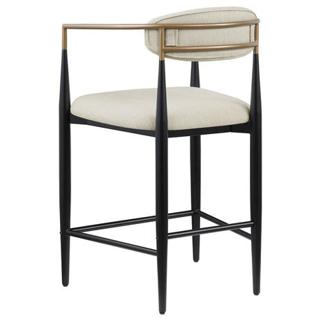 Tina Metal Counter Height Bar Stool With Upholstered Back And Seat Beige (Set Of 2) 121184 - Ella Furniture