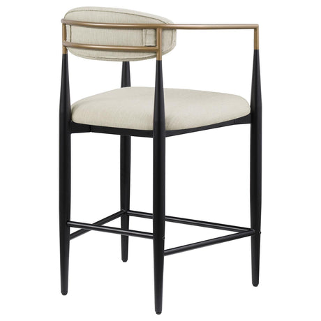 Tina Metal Counter Height Bar Stool With Upholstered Back And Seat Beige (Set Of 2) 121184 - Ella Furniture