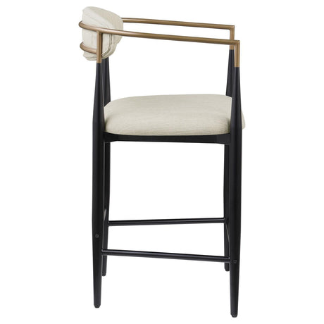 Tina Metal Counter Height Bar Stool With Upholstered Back And Seat Beige (Set Of 2) 121184 - Ella Furniture