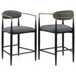 Tina Metal Counter Height Bar Stool With Upholstered Back And Seat Dark Grey (Set Of 2) 121186 - Ella Furniture