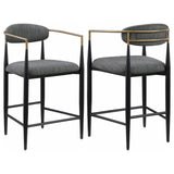 Tina Metal Counter Height Bar Stool With Upholstered Back And Seat Dark Grey (Set Of 2) 121186 - Ella Furniture