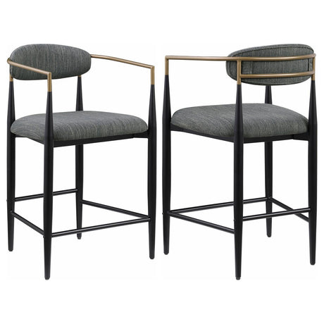 Tina Metal Counter Height Bar Stool With Upholstered Back And Seat Dark Grey (Set Of 2) 121186 - Ella Furniture