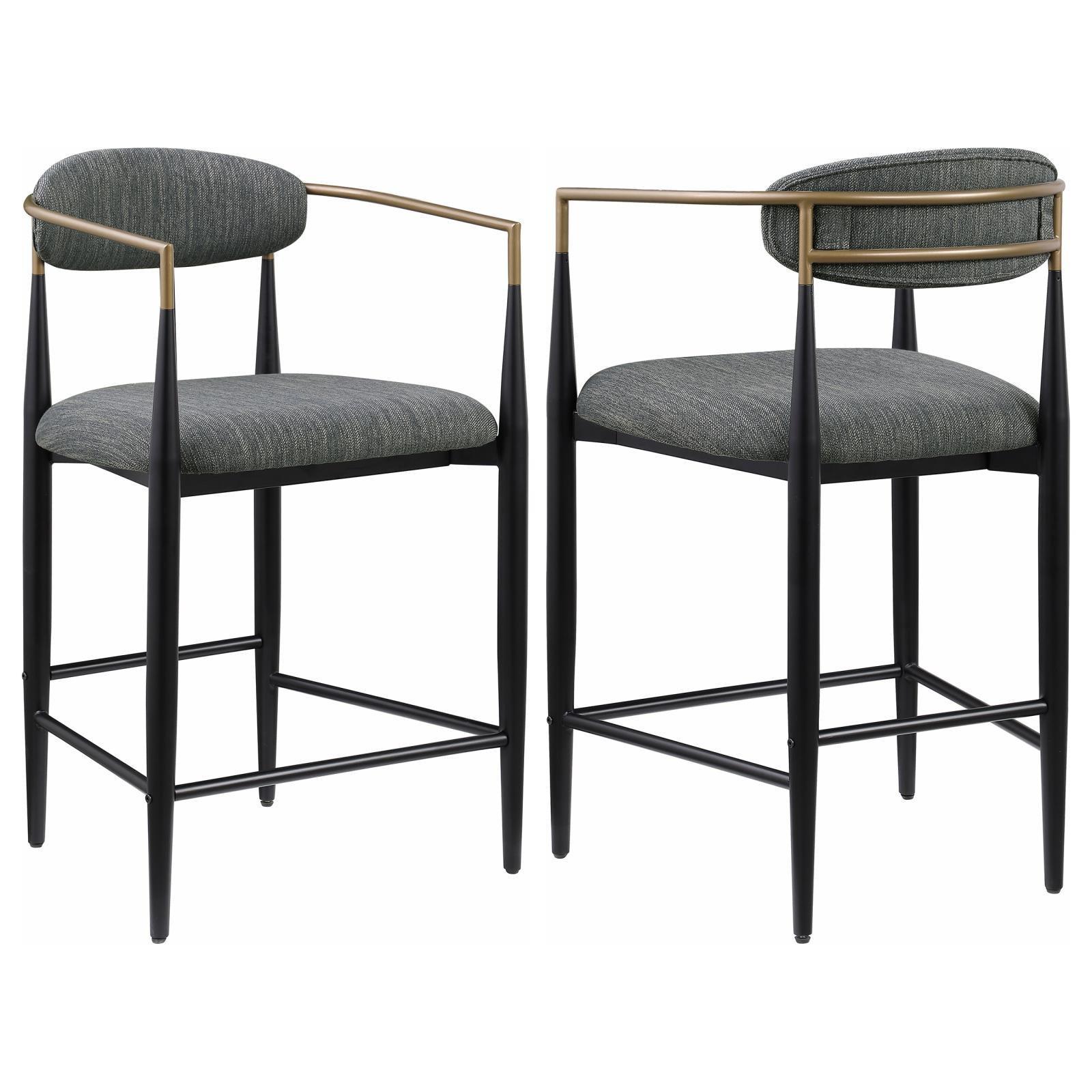 Tina Metal Counter Height Bar Stool With Upholstered Back And Seat Dark Grey (Set Of 2) 121186 - Ella Furniture