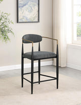Tina Metal Counter Height Bar Stool With Upholstered Back And Seat Dark Grey (Set Of 2) 121186 - Ella Furniture