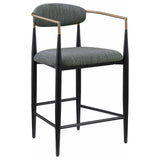 Tina Metal Counter Height Bar Stool With Upholstered Back And Seat Dark Grey (Set Of 2) 121186 - Ella Furniture