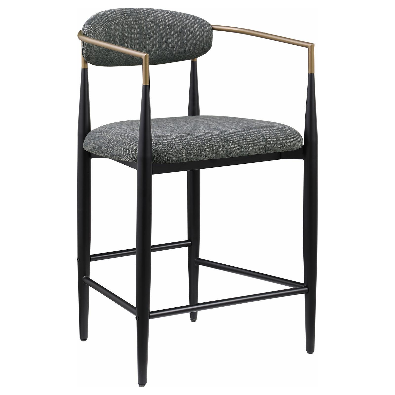 Tina Metal Counter Height Bar Stool With Upholstered Back And Seat Dark Grey (Set Of 2) 121186 - Ella Furniture