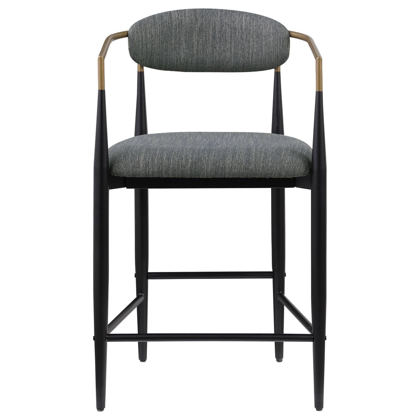 Tina Metal Counter Height Bar Stool With Upholstered Back And Seat Dark Grey (Set Of 2) 121186 - Ella Furniture