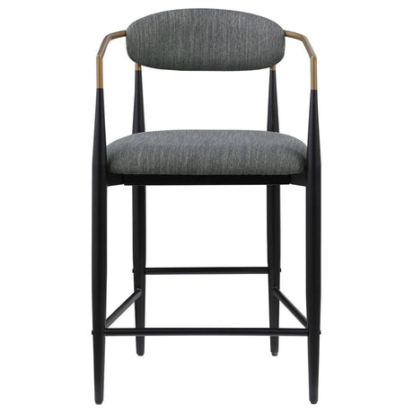 Tina Metal Counter Height Bar Stool With Upholstered Back And Seat Dark Grey (Set Of 2) 121186 - Ella Furniture