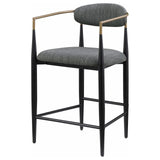 Tina Metal Counter Height Bar Stool With Upholstered Back And Seat Dark Grey (Set Of 2) 121186 - Ella Furniture