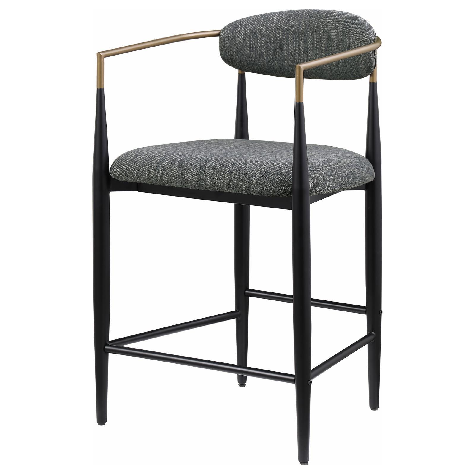 Tina Metal Counter Height Bar Stool With Upholstered Back And Seat Dark Grey (Set Of 2) 121186 - Ella Furniture