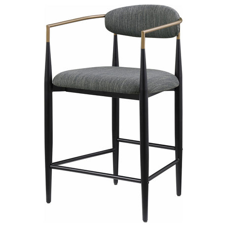 Tina Metal Counter Height Bar Stool With Upholstered Back And Seat Dark Grey (Set Of 2) 121186 - Ella Furniture